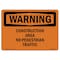Signmission OSHA Sign, Construction Area No Pedestrian Traffic, 10in X 7in Rigid Plastic, 7" W, 10" L, Landscape OS-WS-P-710-L-12529 - alternate 1